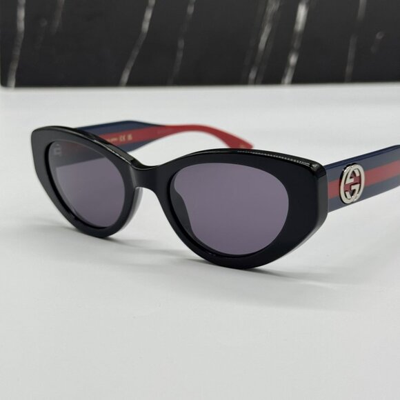 NEW GG1862S 004 GUCCI CAT EYE BLACK/BLUE WOMEN GUCCI SUNGLASSES - Picture 1 of 10